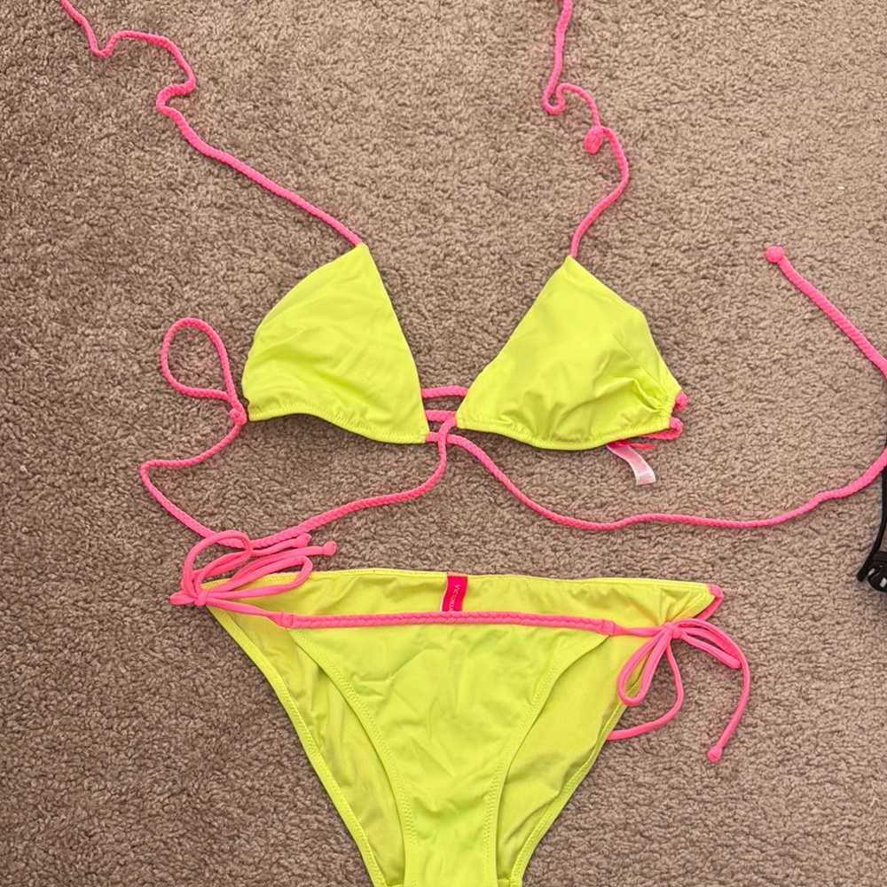 Neon Yellow and Pink Bikini Set